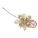 Ветка декоративная, блеск, цветок, 25x16 см, (золото, красный, серебро, шампань), СНОУ БУМ 353-005