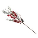 Ветка декоративная, с красными и белыми ягодами, шишкой и хвоей, 80 см, СНОУ БУМ 353-014