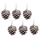 Набор шишек декоративных 6 шт, 4,5 см, цвет натуральный с белым окрашиванием, дерево, СНОУ БУМ 374-011