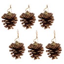 Набор шишек декоративных 6 шт, 4,5 см, цвет золотой, дерево, СНОУ БУМ 374-023