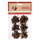 Набор шишек декоративных 6 шт, 4,5 см, цвет золотой, дерево, СНОУ БУМ 374-023