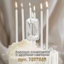 Свеча в торт на шпажке «Алмаз», цифра "0", серебряная, 5х2,6 см   9338101 9338101    