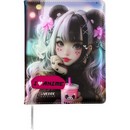 Дневник "deVENTE. I Love Anime" универсальный блок, 48 листов, белая бумага 80 г/м?, печать в 1 краску, твердая обложка из искусственной кожи с поролоном, цветная печать, цветная объемная аппликация rubber patch, отстрочка, 1 ляссе 2020535