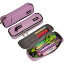 Пенал "deVENTE. Private" 22x6x4 см, овальный для 40 предметов, матовая искусственная кожа до -40C, внешний карман, внутренний карман, с каучуковой аппликацией, пастельный розовый 7023307