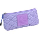 Пенал-косметичка "deVENTE. Style Icon" 21,5x10x4 см, треугольный для 45 предметов, матовая стеганная плащевка, каучуковая аппликация, текстильные бегунки, сиреневый 7026519