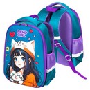 Рюкзак "Attomex. Optima. NekoGirl" школьный жесткий 37x28x18 см (17 л) вес 700 г, 1 отделение на молнии с разделителями для учебников, 2 боковых кармана сеткой на резинке, эргономичная формоустойчивая вентилируемая спинка и мягкие S-образные лямки, дно из фактурной резины 7033502