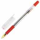 Ручка шариковая с грипом BRAUBERG X-ONE, КРАСНАЯ, корпус прозрачный, узел 0,5 мм, линия письма 0,35 мм 143989