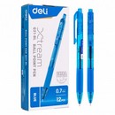 Ручка шариковая автоматическая Deli X-tream EQ21-BL синяя, корп.синий/прозрачный d=0.7мм, резин. манжета EQ21-BL 