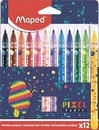 Фломастеры 12цв. PIXEL PARTY с заблокированным пишущим узлом, суперсмываемые, декорированные, в картонной коробке с подвесом 845413