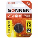 Батарейка литиевая SONNEN Lithium CR2430 "таблетка, дисковая, кнопочная" 1 шт., блистер 455600