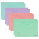 Папка-конверт с кнопкой А4, КОМПЛЕКТ 8 шт., пастельные цвета ассорти, BRAUBERG "PASTEL", 0,18 мм 272865