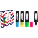 Набор текстовыделителей Attomex (04 цв - желт, зел, гол, роз) плоский корпус, скошенный наконечник, ширина линии 1-5 мм, в картонной коробке 5045356