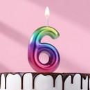 Свеча в торт "Акварель", цифра 6, 5,5 см 120318 120318     