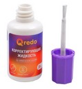 Корректирующая жидкость 20мл QREDO на химической основе, с кистью (12) 069002200 (15-2184)