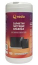 Салфетки чистящие влажные QREDO для экранов и мониторов всех типов, 100 штук в тубе 41-4596