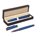 Ручка подарочная роллер в кожзам футляре Офис корпус синий   10562186 10562186   