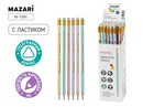Карандаш чернографитный пластиковый PASTEL, НВ, с ластиком, корпус трехгранный, картонная упаковка M-7091