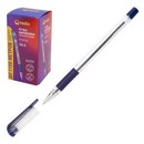 Ручка шариковая Qredo 755-S, 0,7 мм., синяя, резиновый грип, серебряннный метал. наконечник 15-7296