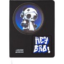 Дневник "deVENTE. Hey Bro" универсальный блок, 48 листов, белая бумага 80 г/м?, печать в 1 краску, твердая обложка из искусственной кожи, шелкография, аппликация из искусственной кожи с поролоном, цветная печать, цветная объемная аппликация rubber patch, отстрочка, 1 ляссе 2020612