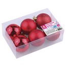 Шары ёлочные 6 шт., 6 см, "Trio", пластик, КРАСНЫЕ (глянец, матовый, глиттер), ЗОЛОТАЯ СКАЗКА 590865