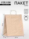 Пакет бумажный крафт 90 г/м?, круглая ручка 32 х 20 х 37 см   9935784 9935784    