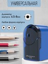 Точилка механическая 1 отверстие 6-8мм, корпус синий/прозрачный черный SUNWOOD, X18-NAVY X18-NAVY