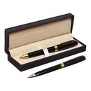 Ручка подарочная шариковая в кожзам футляре поворотная ПБ корпус черный/золото   10562197 10562197   