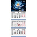 Календарь настенный квартальный 2027г. "Attomex. Magic flower" (295x700 мм) на 3-х пружинах, складной с курсором, кольцо пикколо, офсет 65 г/м?, печать в 2 краски, обложка мелованный картон 250 г/м?, печать в 4 краски + ВД-лак, пластиковый пакет с евро подвесом 2133660