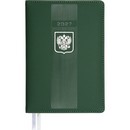 Ежедневник датированный 2027 "deVENTE. Major" A5 (145 ммx205 мм) 336 стр, белая бумага 70 г/м? в линейку с серебристым срезом, печать в 2 краски, твердая обложка из искусственной кожи, отстрочка, термо тиснение, тиснение фольгой, перфорация, закругленные уголки, 2 ляссе, в подарочной коробке, зелены