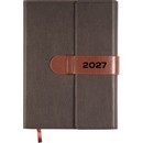 Ежедневник датированный 2027 "deVENTE. Tudor" A5 (145 ммx205 мм) 336 стр, кремовая бумага 70 г/м? в линейку, печать в 2 краски, твердая обложка из искусственной кожи с поролоном, створка с карманами для визиток, отстрочка, термо тиснение, перфорация, закругленные уголки, 2 ляссе, в подарочной коробк