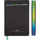 Ежедневник датированный 2027 "deVENTE. Gradient" A5 (145 ммx205 мм) 336 стр, белая бумага 70 г/м? в линейку с радужным срезом, печать в 2 краски, твердая обложка из искусственной кожи, шелкография, перфорация, закругленные уголки, 2 ляссе, в термоусадочной пленке, черный с салатово-синим 2232790