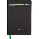 Ежедневник датированный 2027 "deVENTE. Gradient" A5 (145 ммx205 мм) 336 стр, белая бумага 70 г/м? в линейку с радужным срезом, печать в 2 краски, твердая обложка из искусственной кожи, шелкография, перфорация, закругленные уголки, 2 ляссе, в термоусадочной пленке, черный с салатово-синим 2232790
