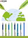 Ручка автоматич. PENAC ELE 001 3 в 1 синяя, красная, карандаш + ластик, светло-зеленый корпус TF1401-02910WP