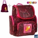 Рюкзак школьный "Garfield"+мешок для сменной обуви, с ортопедической спинкой, малиновый, h36см. 1074 GF510